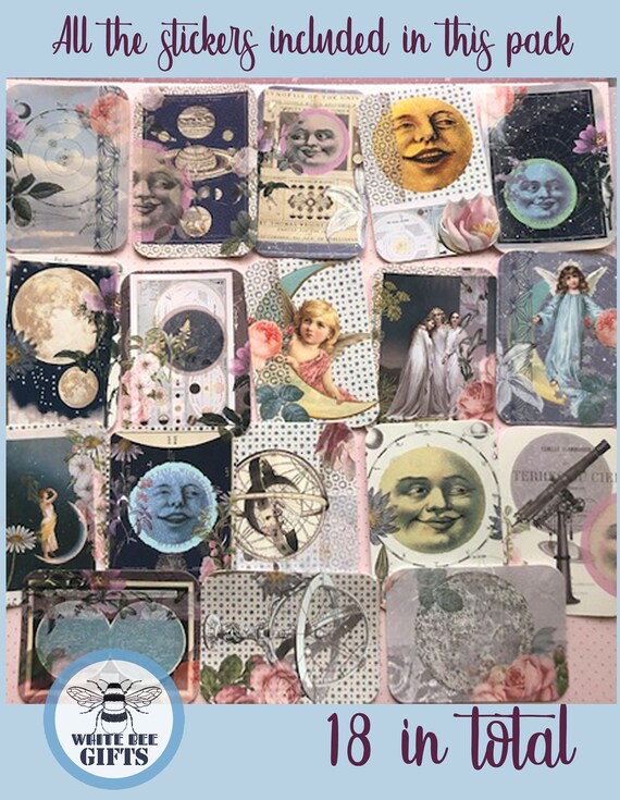 Mondphasen Sticker Set – 2 Bögen Für Journaling & Planung, Weltraum-Motive Auf Mattem Papier