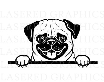 Pug Svg, Pug Clipart, Dog Svg, Peeking Dog  svg, png, eps, Instant Download