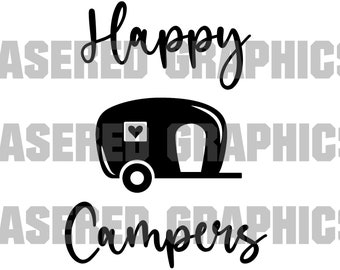Happy Camper Svg, Camping svg, Camper svg  cut file, Traveler svg, Cricut silhouette - Svg, jpeg, eps- Instant Download