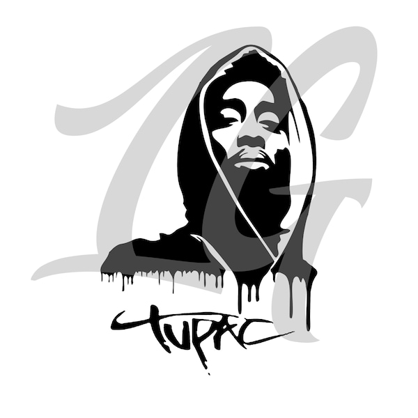 TuPac 2Pac Shakur Silhouettes SVG et PNG Fichiers de découpe pour le Cricut