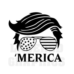 Trump- Merica! SVG, JPEG, EPS, Czyste linie, Gotowe na Twój projekt!
