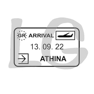 Sello de pasaporte de Atenas, Sello de aduana de Athina, Sello de Grecia- svg, png, eps