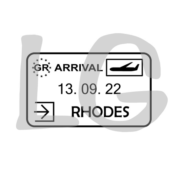 Rhodes Passport Stamp Rhodes Customs Stamp Greece Stamp Etsy