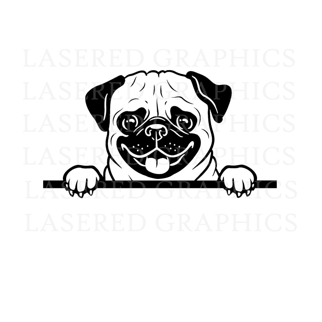 Pug Svg Pug Clipart Dog Svg Peeking Dog Svg Png Eps - Etsy