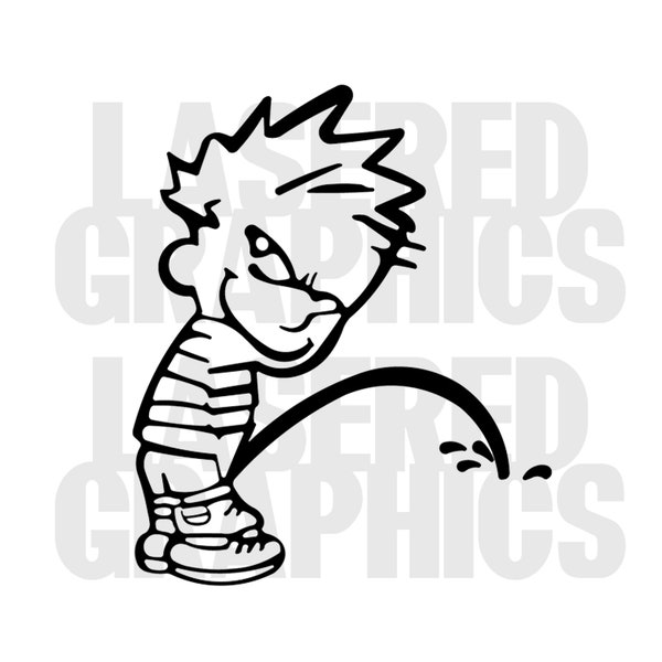 Calvin, Boy peeing - funny clipart - digital download svg, eps, jpg- clean lines, ready for your project!