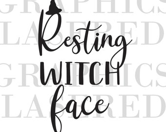 Resting Witch Face- Instant Download- svg, jpeg,eps- halloween, witch cut file.