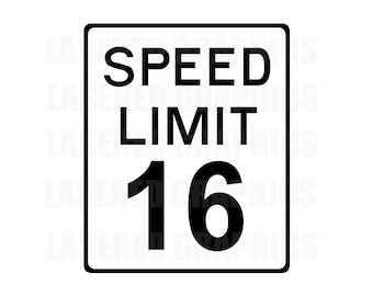 Límite de velocidad de 16 MPH, señal de límite de velocidad SVG, archivo de corte SVG de silueta de sombra - svg, png, eps - Cricut - Clipart vectorial con forma de calcomanía