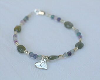 Plata pulsera con dijes de cuentas Bumble Bee joyas de apilamiento de piedras preciosas