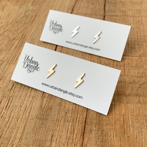 Lightning bolt studs, Minimalist Jewellery, Gold Lightning Bolt Studs,  Tiny Silver Studs