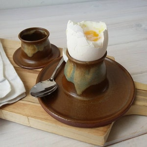 Ceramic Egg Cup with Plate, Soft Boiled Egg Cup