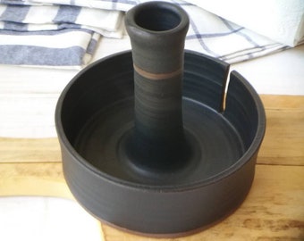 4.5&quot; or 7&quot; Black Ceramic Paper Towel Holder, Handmade Paper Towel Stand