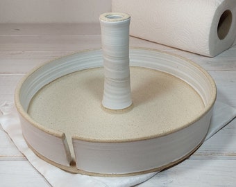 Large 7" Ceramic Paper Towel Holder, Handmade Paper Towel Stand for jumbo paper rolls