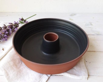 Ceramic Baking Dish, Ceramic Cake Pan, Terracotta Pottery Cake Dish, Black Pottery, Red Baking Dish With Hole, Bundt Cake Pan, Bakeware