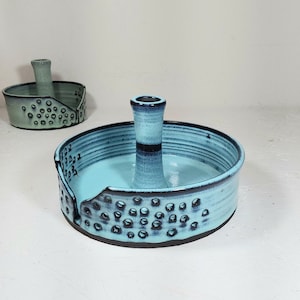 Porta asciugamani di carta in ceramica da 4,5" azzurro o verde, porta asciugamani di carta indipendente fatto a mano, porta asciugamani di carta jumbo da 6,8" verde o blu