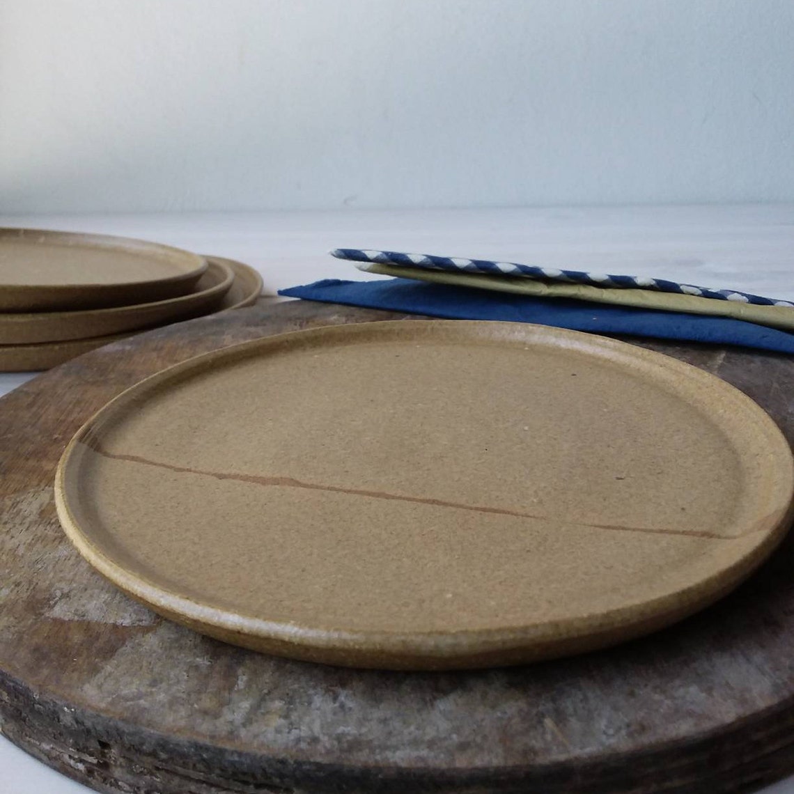 Ceramic Cake Plate SET OF TWO Plates Beige Ceramic Plate Etsy
