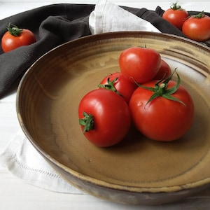 Tigela de cerâmica preta e bronze, saladeira de cerâmica moderna