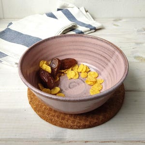 Pink and Gray Stoneware Bowl, Pink Pottery Salad Bowl, Ceramic Cereal Bowl, Gray Pasta Bowl, Modern Pink Soup Bowl