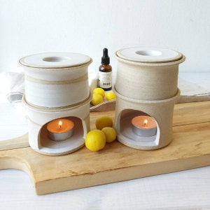Handmade White Ceramic Oil Diffuser, Essential Oil Burner For the home or spa