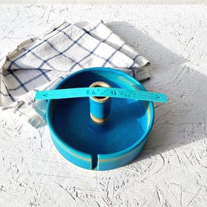 Turquoise Ceramic Paper Towel Holder, Handmade Paper Towel Stand image 12