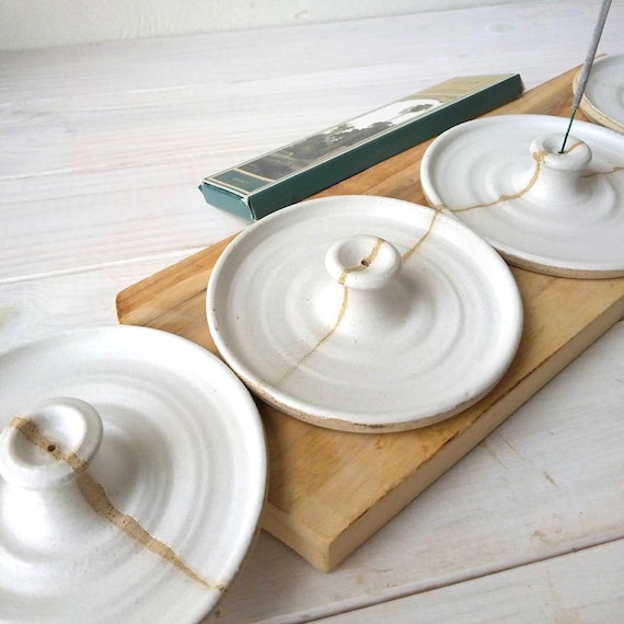小物 Richardson Ceramic Incense Burner White Ceramic Incense Holder, Pottery Incense Burner, White Pottery