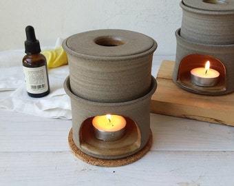 Gray or Brown Ceramic Oil Diffuser, Essential Oil Burner For the home or spa