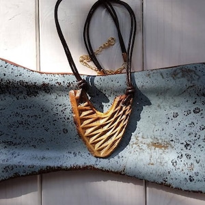 Ceramic Jewelry, Ceramic Pendant, Ceramic Necklace, Ethnic Jewelry, Handmade Gift, Clay Necklace, Clay Pendant, Brown Charm, Women&#39;s Jewelry