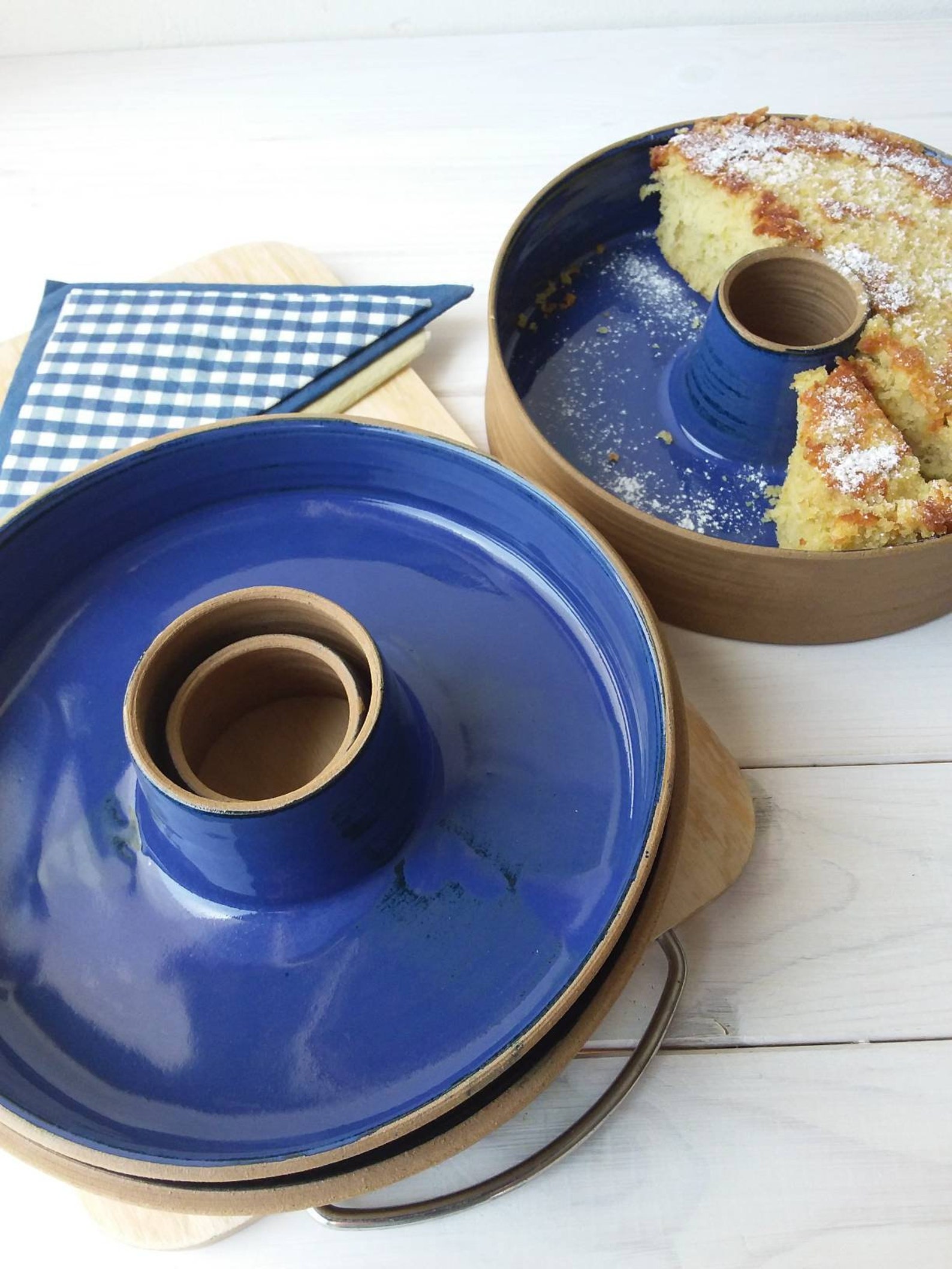 Ceramic Baking Dish Ceramic Cake Pan Pottery Cake Pan Blue Etsy