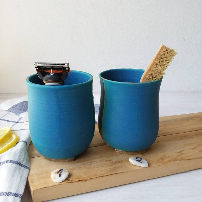 Toothbrush Holder Bathroom Storage Ceramic Holder Turquoise - Etsy