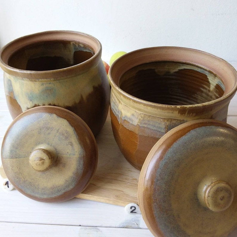 Large Ceramic Storage Jar Pottery Container With Lid Etsy