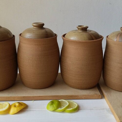 Ceramic Cookie Jar, Ceramic Storage Jar, Brown Container, shops Biscuit Storage Jar, Pottery Container, Lidded Container, Clay Container With Lid