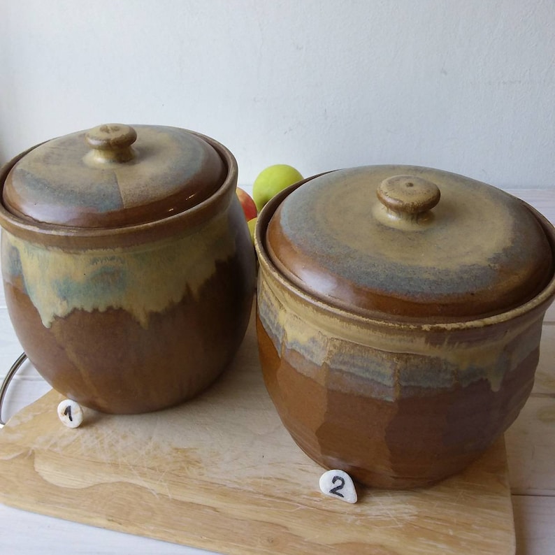 Large Ceramic Storage Jar Pottery Container With Lid Etsy