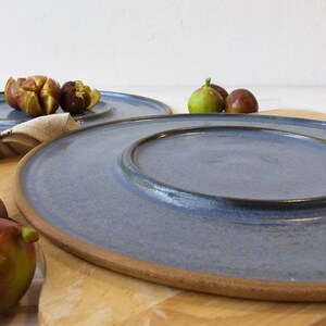 Large 11 Ceramic Serving Platter, Large Blue Pottery Dish with Inner Ring image 8
