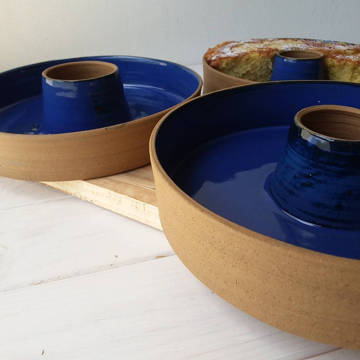 Ceramic Baking Dish Ceramic Cake Pan Pottery Cake Pan Blue Etsy