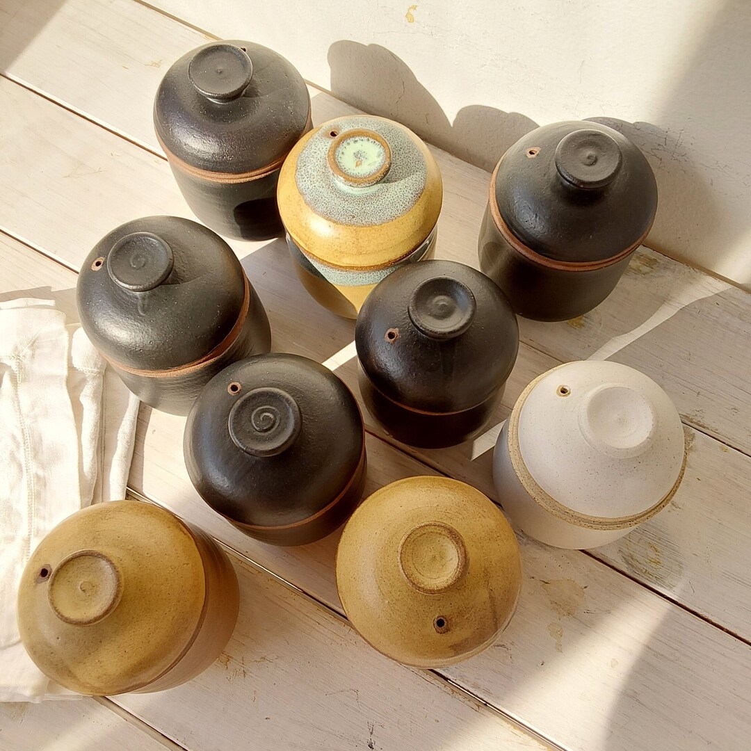 Beige Ceramic Egg Coddler, Modern Egg Poacher, Ceramic Microwave Egg