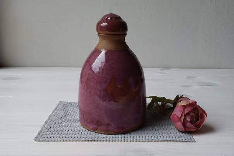 Ceramic Bottle With Lid Plum Colored Ceramic Bottle Bottle Collector/'s Gift Purple Pottery Lidded Ceramic Bottle Ceramic Vase
