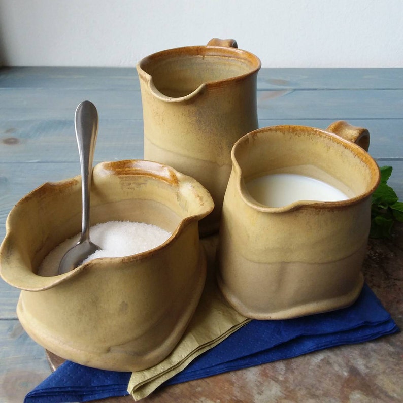 Pottery Creamer Set Cream and Sugar Set Sugar and Milk Set Etsy