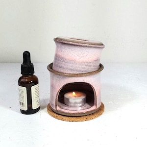 Pink and Gray Ceramic Oil Diffuser, The Leaning Diffuser of Pisa, Pink and Grey Essential Oil Burner For the Home or Spa, Wabi Sabi Diffuser