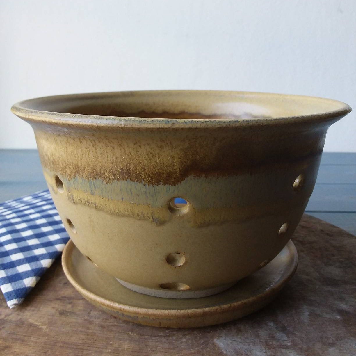 Bol en Céramique Berry, Berry Bleu Bol, Bol Cerise Céramique, Beige, Passoire Poterie, Brun et Assie