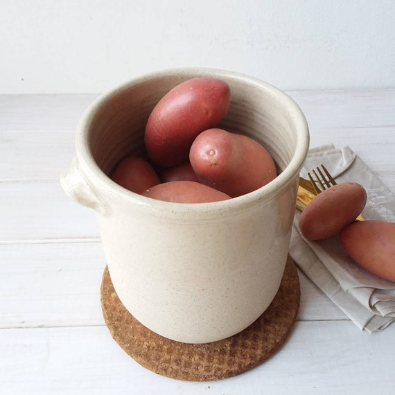 Tall Speckled Kitchen Utensil Holder Large Beige Stoneware Etsy