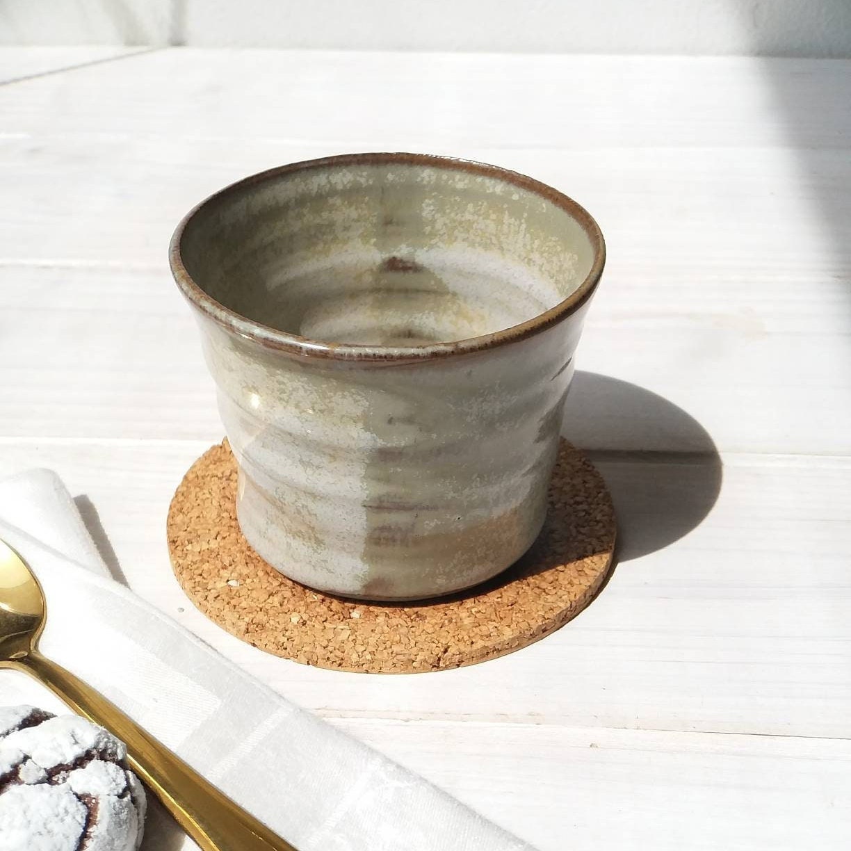 6 Fl. Oz. Ceramic Tumbler, Blue Gray Pottery Tumbler