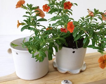 White Hanging Ceramic Planter, Pottery Succulent Planter