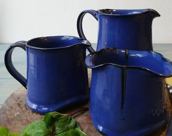 Pottery Creamer Set, Cream And Sugar Set, Coffee Set, Sugar And Milk Set, Blue Sugar Bowl Set, Pottery Wedding Gift, Modern Creamer Set
