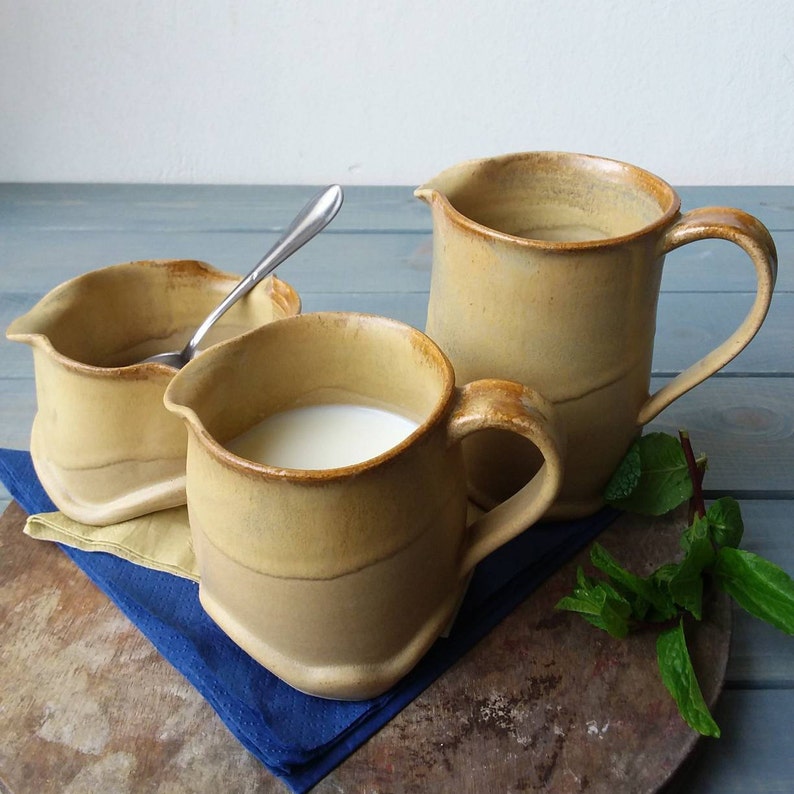 Pottery Creamer Set Cream and Sugar Set Sugar and Milk Set Etsy