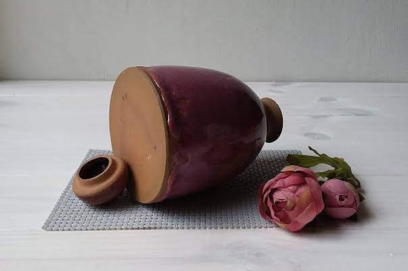 Ceramic Bottle With Lid Plum Colored Ceramic Bottle Bottle Collector/'s Gift Purple Pottery Lidded Ceramic Bottle Ceramic Vase