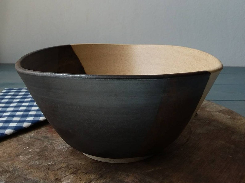 Bronze Pottery Bowl, Ceramic Bowl, Salad Bowl, Serving Bowl, Pottery Bowl, Beige Ceramic Bowl, Black Ceramic Bowl, Triangular Pottery Bowl image 4