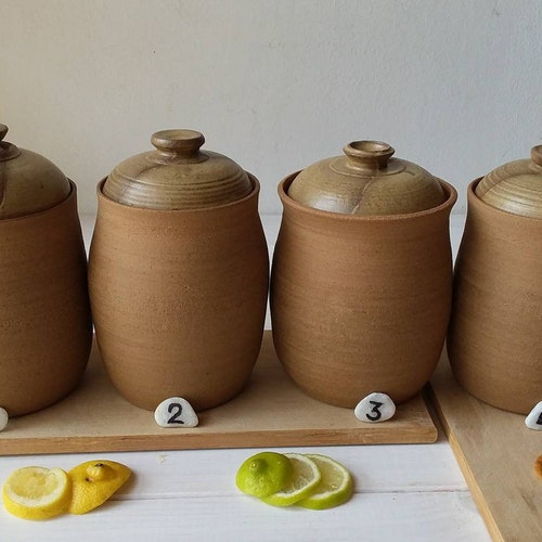 Ceramic Cookie Jar, Ceramic Storage Jar, Brown Container, shops Biscuit Storage Jar, Pottery Container, Lidded Container, Clay Container With Lid