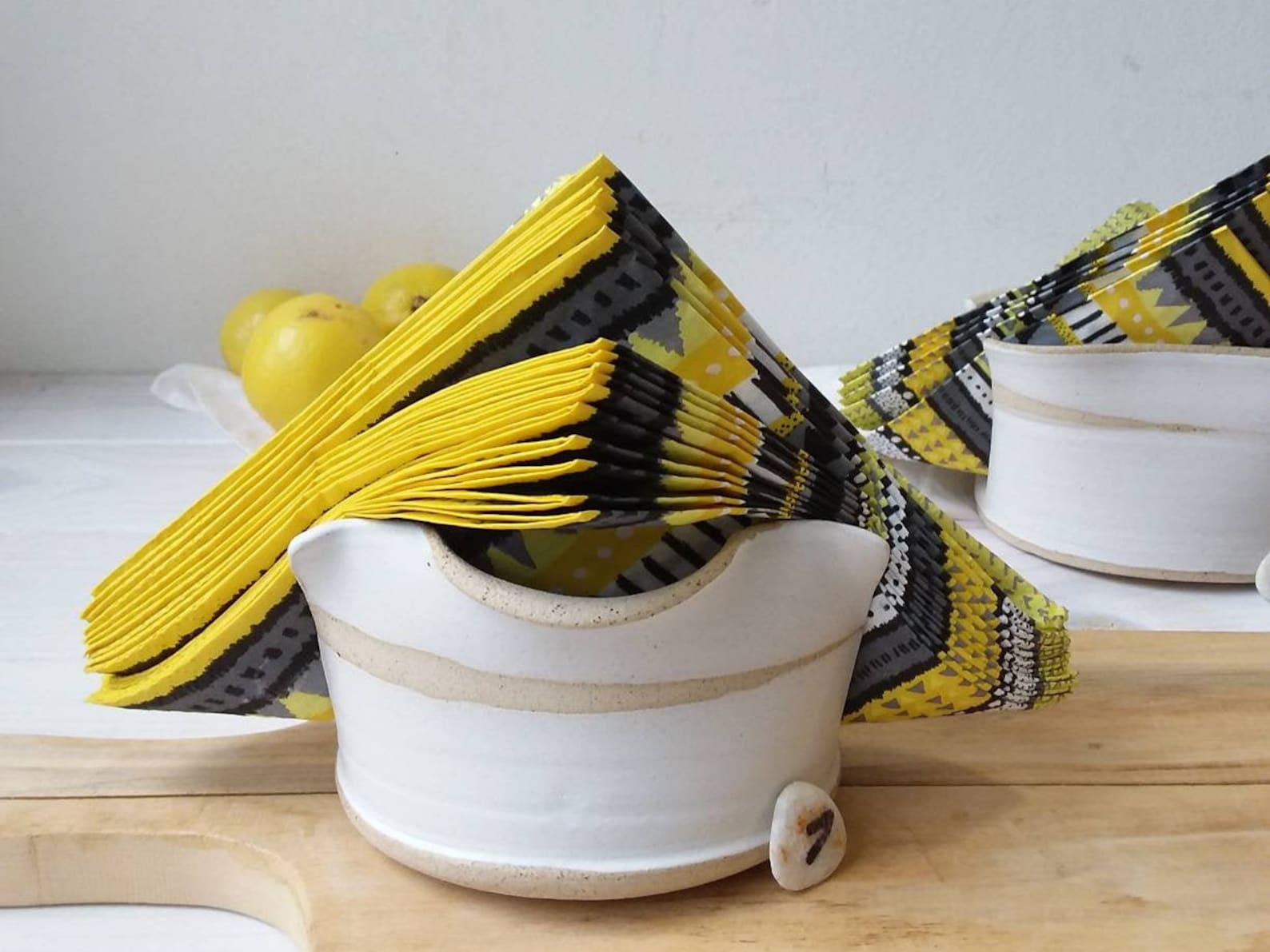 White Ceramic Napkin Holder Pottery Serviette Holder Etsy