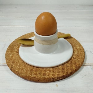 Ceramic Egg Cup, Pottery Egg Cup, Modern Egg Cup, Modern Egg Holder, Soft Boiled Egg Cup, White/Turquoise Egg Cup, 3 Minute Egg Cup