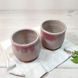 Vaso de cerámica de 177 ml (6 onzas líquidas), vaso de cerámica gris y cereza de 200 ml, taza de espresso rosa mate, regalo de cumpleaños, taza de whisky de cerámica
