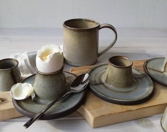 Ceramic Egg Cup, Pottery Egg Cup, Modern Egg Cup, Modern Egg Holder, Soft Boiled Egg Cup, Gray Blue Egg Cup, Ceramic Egg Holder, Egg Server